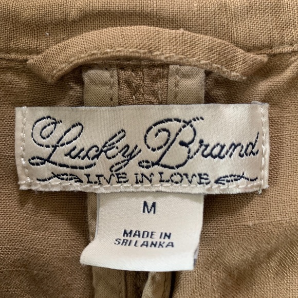 Lucky Brand Live In Love Lightweight Linen Blend Military Style Jacket Size M - Picture 5 of 12